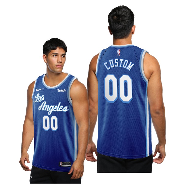 Men's Los Angeles Lakers Custom #00 NBA 2020-21 New Classic Edition Blue Basketball Jersey JIS7883UZ
